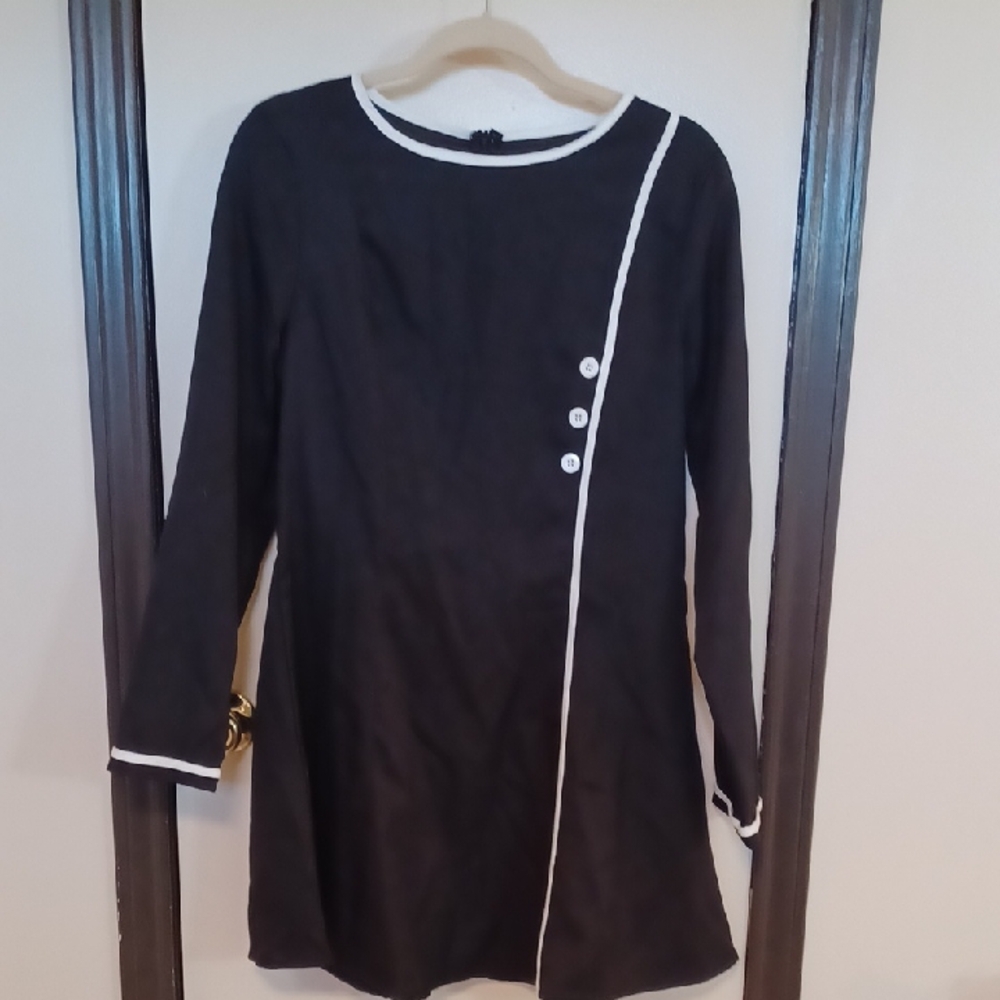 SHEIN Black Dress with White Accents